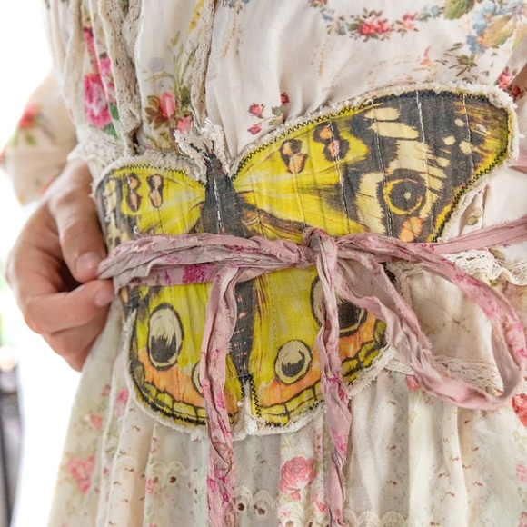 Nwt Magnolia Pearl Mariposa Butterfly Jabot Canary Sold Out Limited Edition - Picture 6 of 8